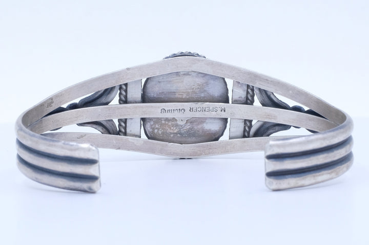 Sterling Silver Kingman Turquoise Mary Ann Spencer Navajo Cuff Bracelet