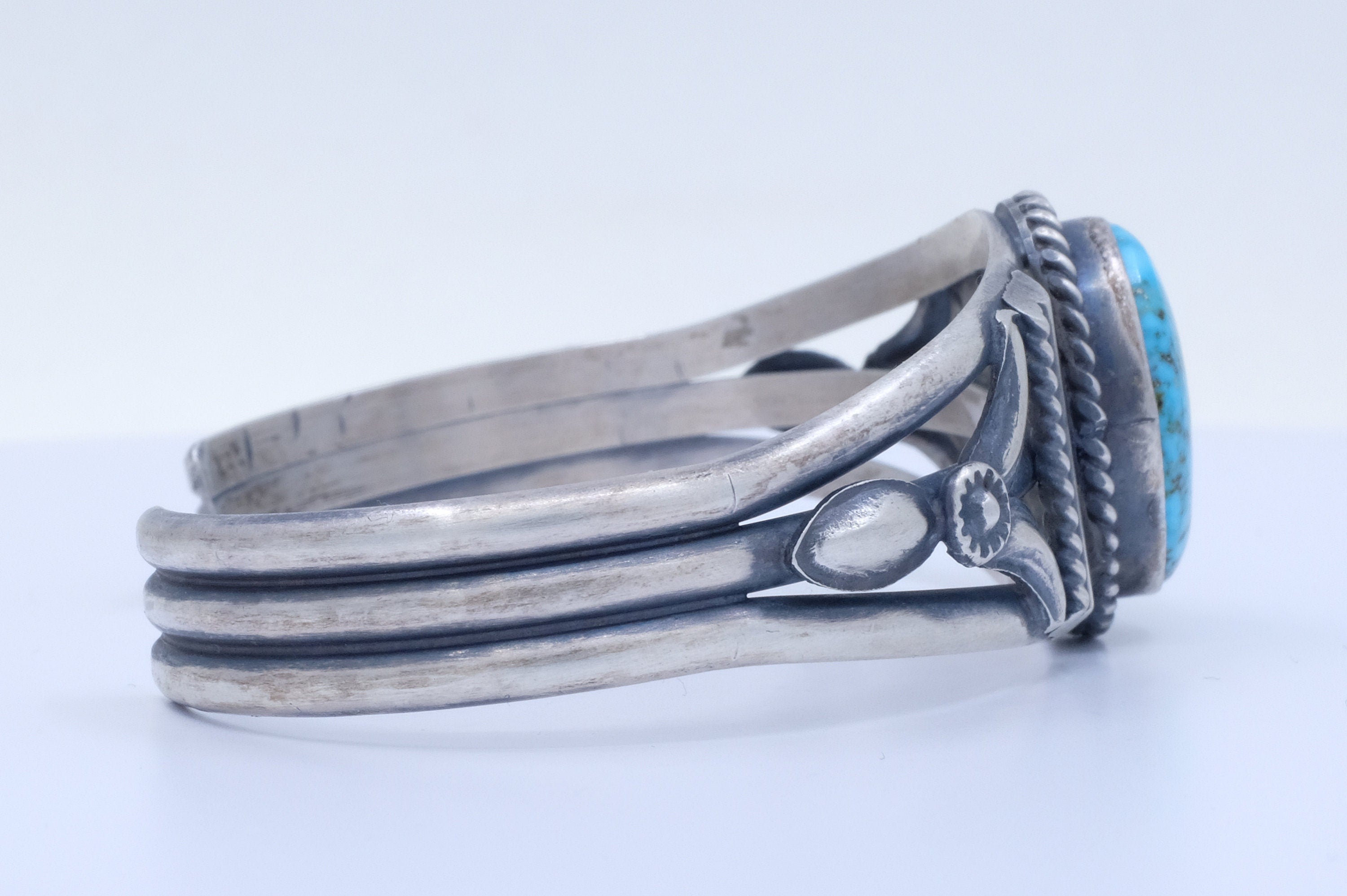 Sterling Silver Kingman Turquoise Mary Ann Spencer Navajo Cuff Bracelet