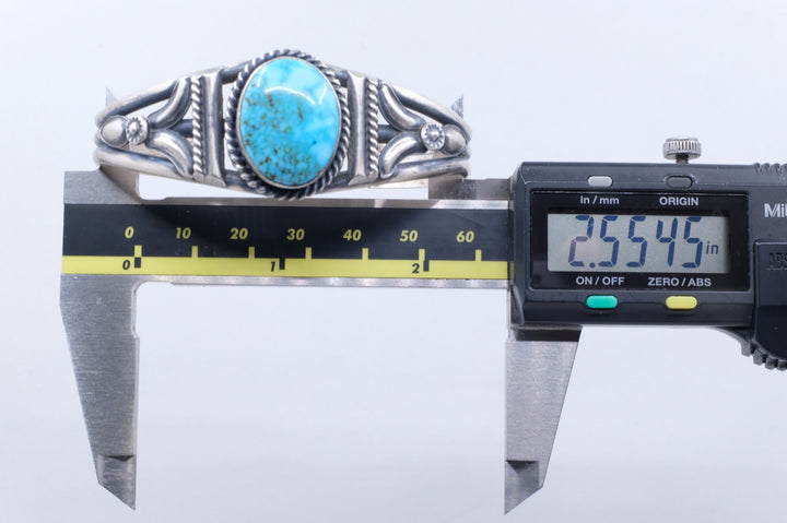 Sterling Silver Kingman Turquoise Mary Ann Spencer Navajo Cuff Bracelet