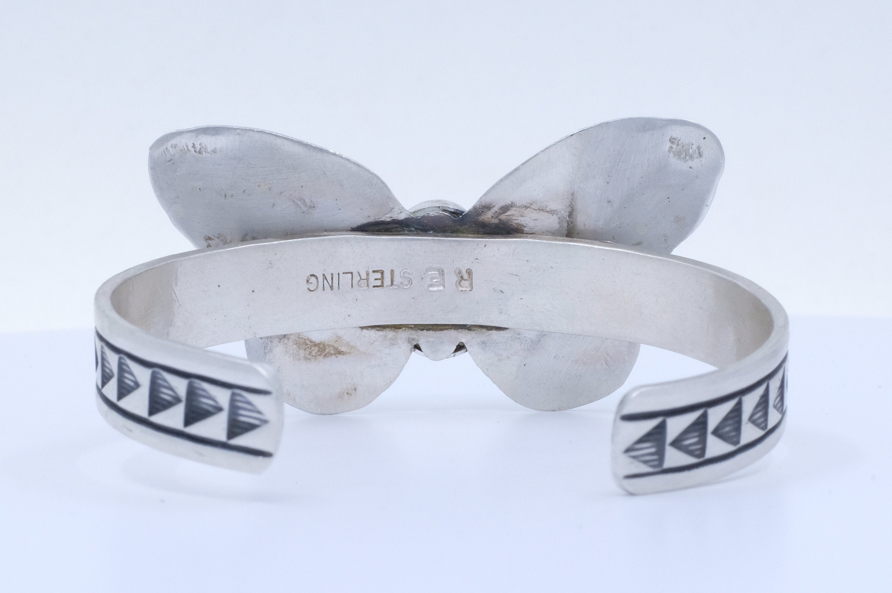 Sterling Silver Sonoran Gold Turquoise Rick Enriquez Navajo Butterfly Cuff Bracelet