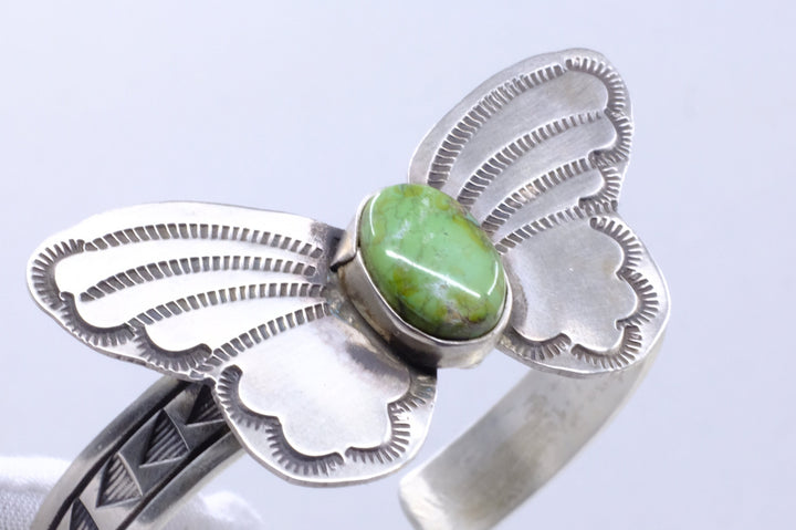 Sterling Silver Sonoran Gold Turquoise Rick Enriquez Navajo Butterfly Cuff Bracelet