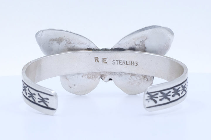 Sterling Silver Sonoran Gold Turquoise Rick Enriquez Navajo Butterfly Cuff Bracelet
