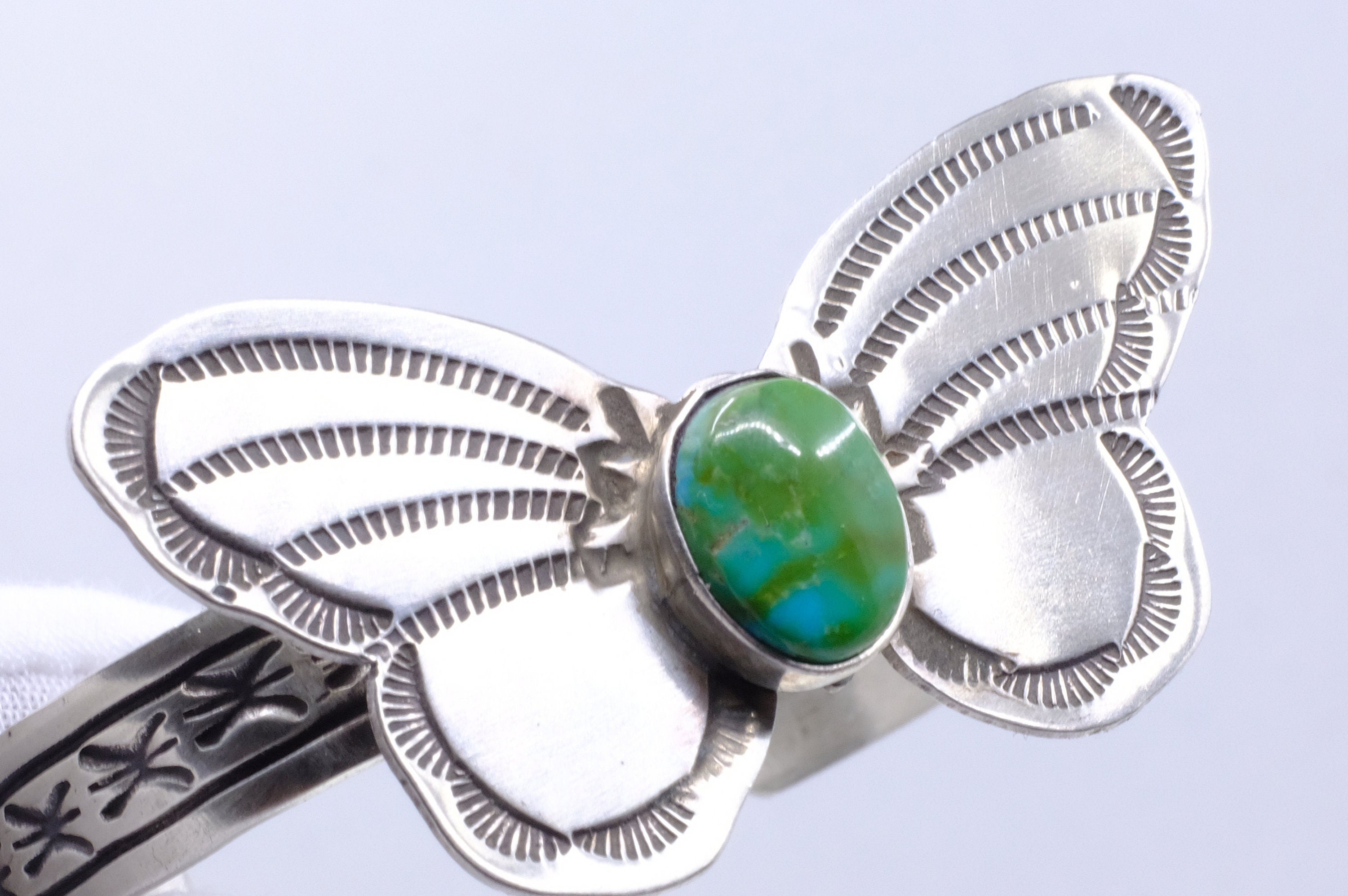 Sterling Silver Sonoran Gold Turquoise Rick Enriquez Navajo Butterfly Cuff Bracelet