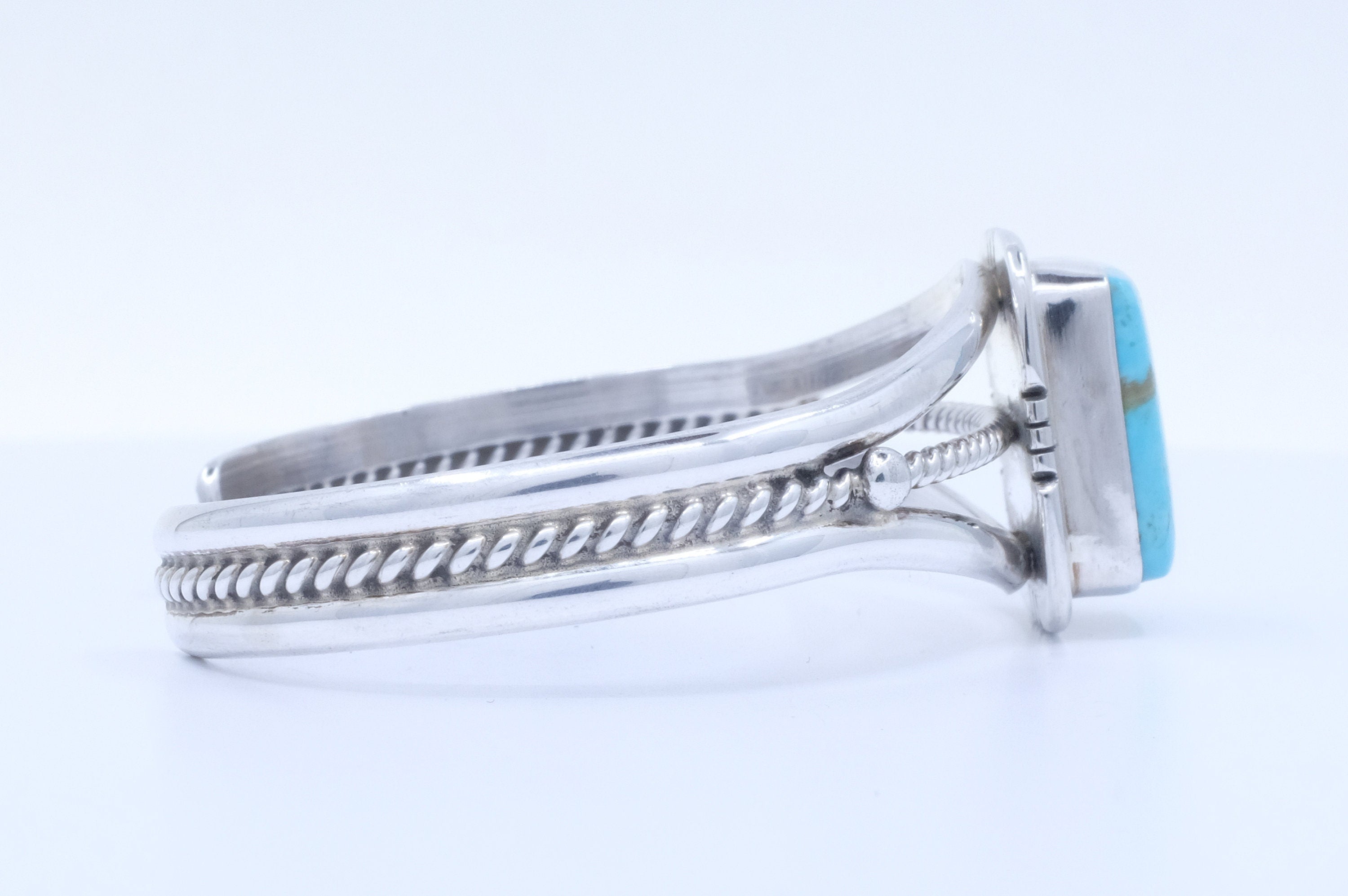 Sterling Silver Kingman Turquoise Samson Edsitty Navajo Cuff Bracelet