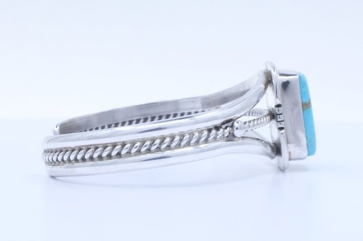 Sterling Silver Kingman Turquoise Samson Edsitty Navajo Cuff Bracelet