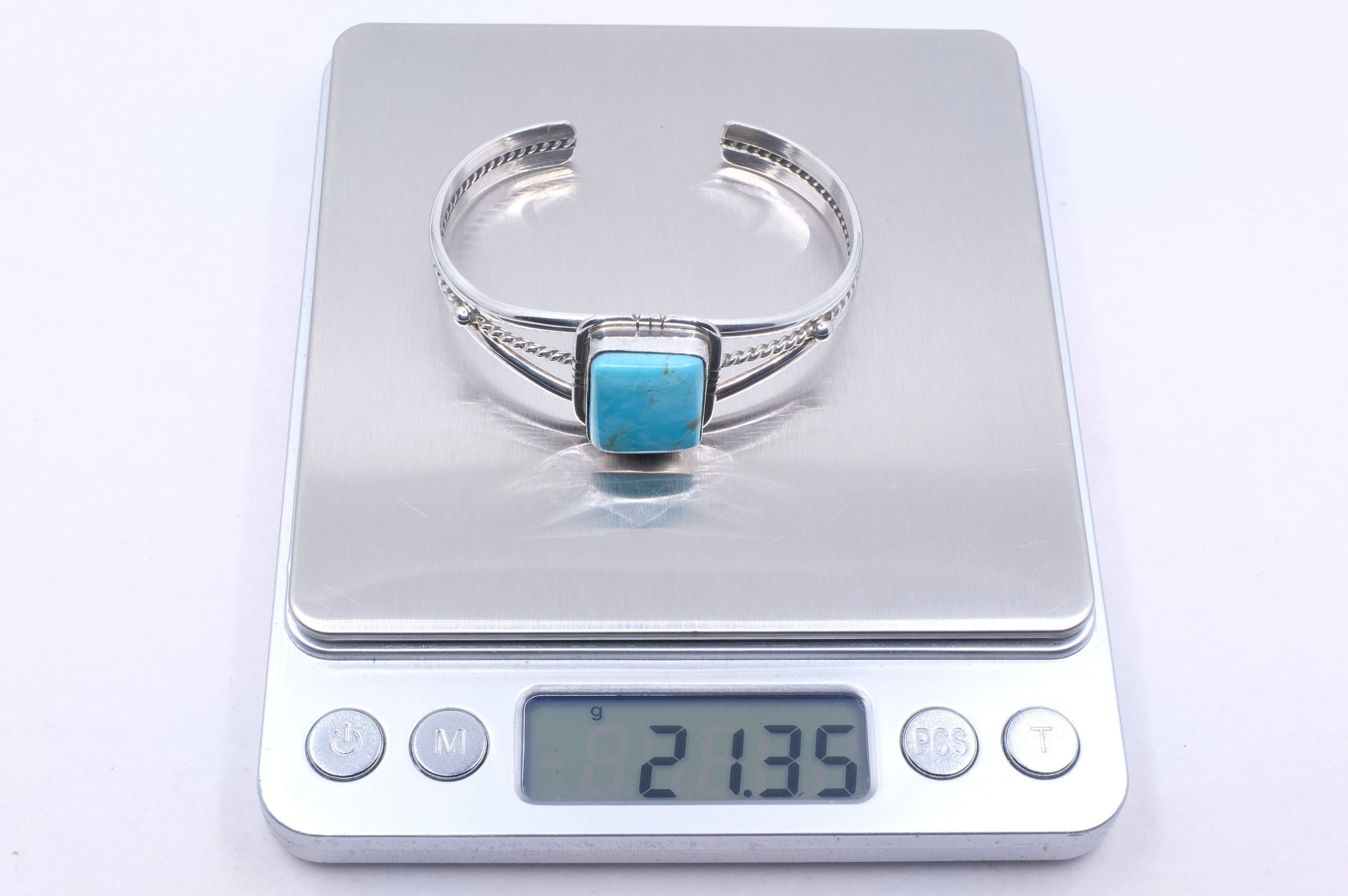 Sterling Silver Kingman Turquoise Samson Edsitty Navajo Cuff Bracelet