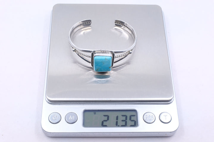 Sterling Silver Kingman Turquoise Samson Edsitty Navajo Cuff Bracelet