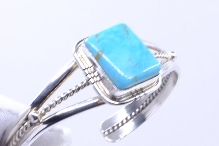 Sterling Silver Kingman Turquoise Samson Edsitty Navajo Cuff Bracelet