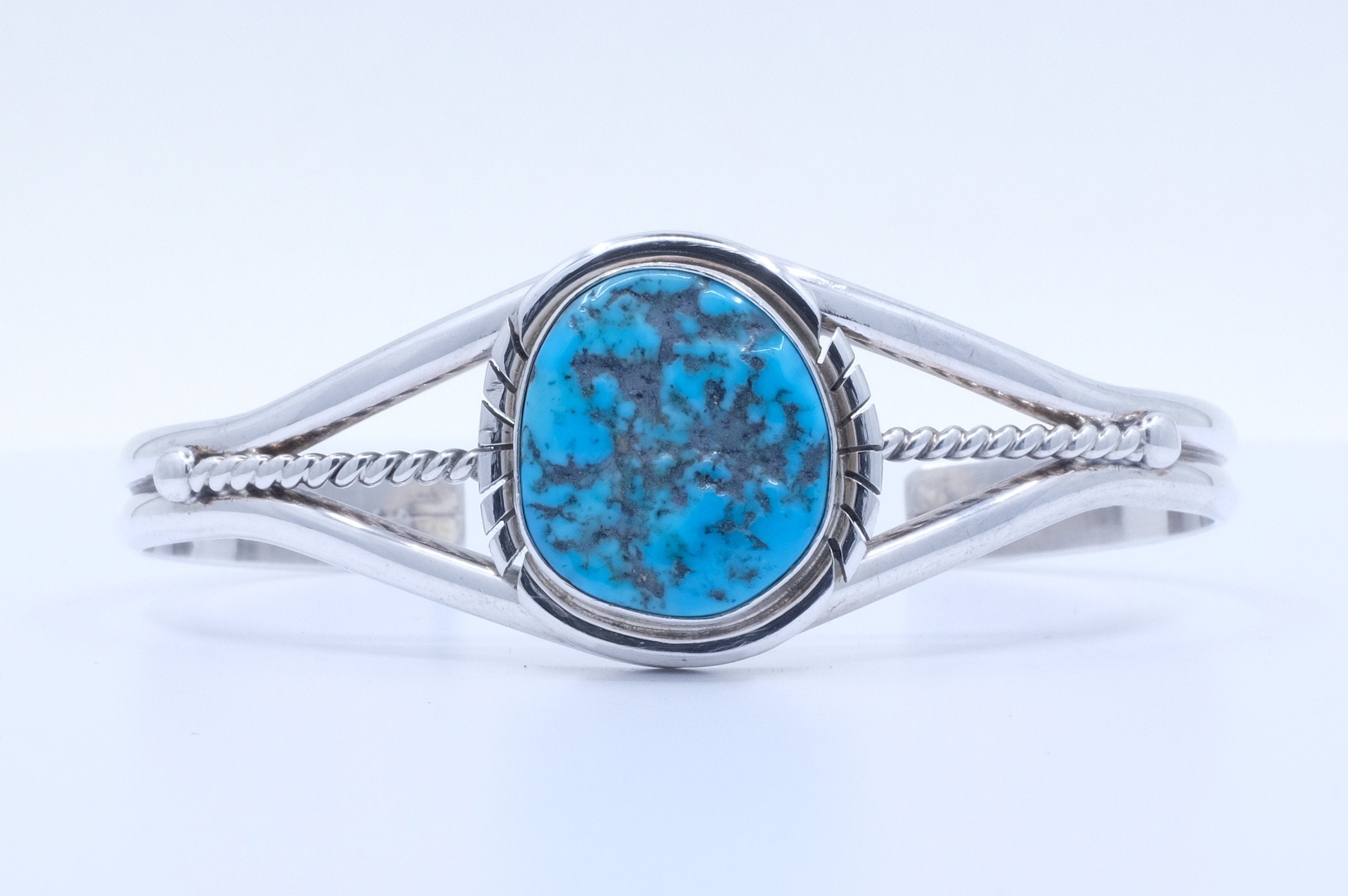 Sterling Silver Turquoise Mary Ann Spencer Navajo Cuff Bracelet