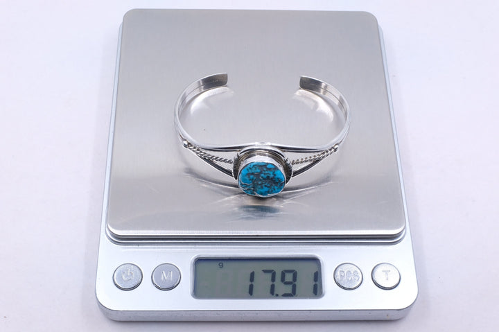 Sterling Silver Turquoise Mary Ann Spencer Navajo Cuff Bracelet