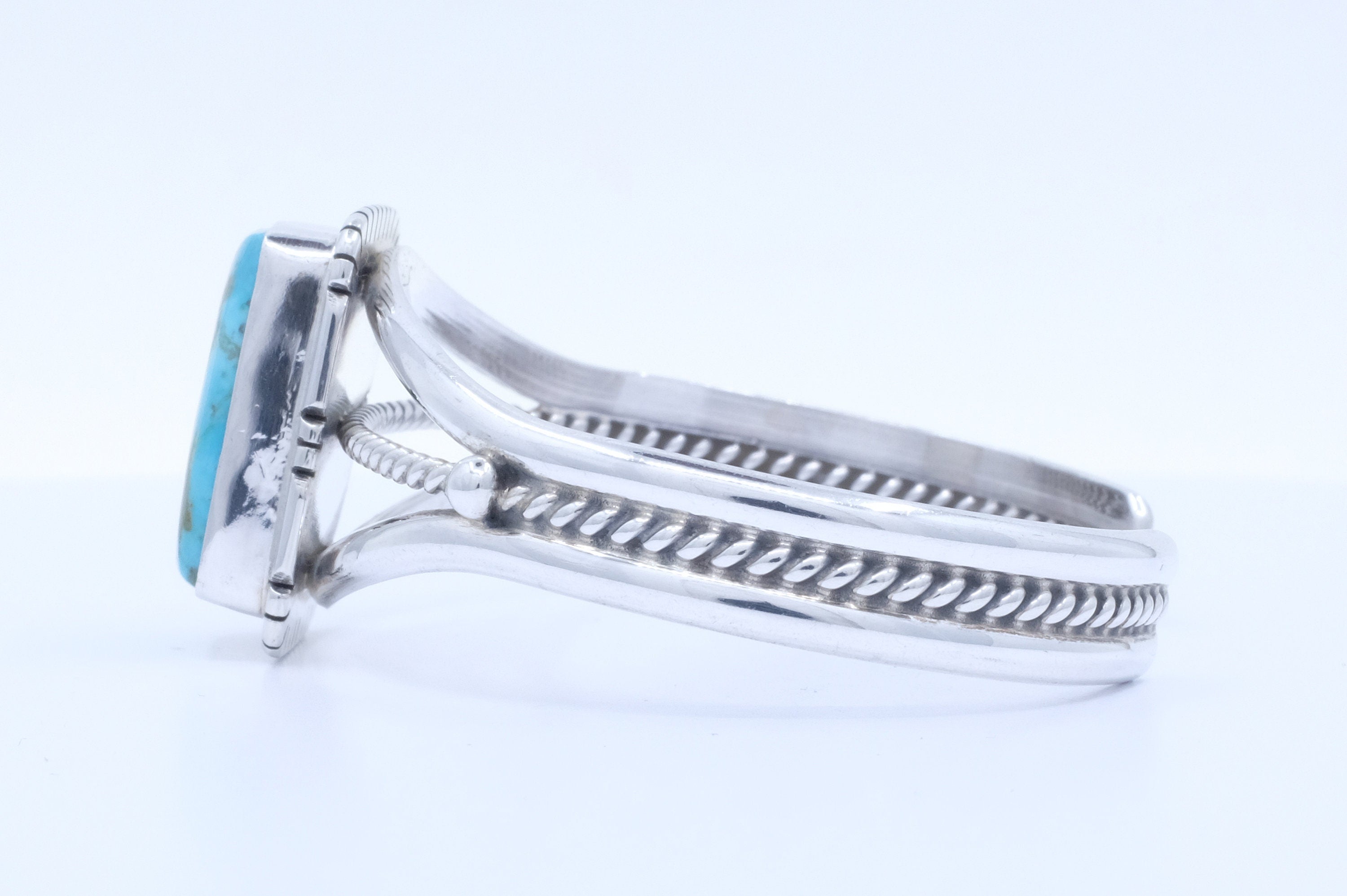 Sterling Silver Kingman Turquoise Samson Edsitty Navajo Cuff Bracelet