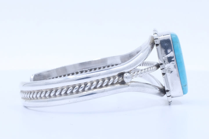 Sterling Silver Kingman Turquoise Samson Edsitty Navajo Cuff Bracelet