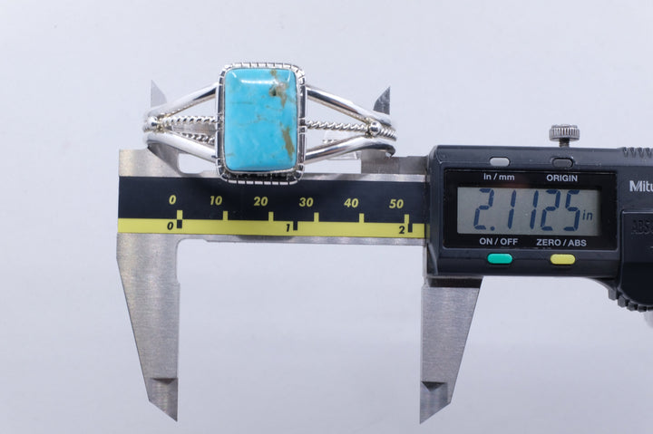 Sterling Silver Kingman Turquoise Samson Edsitty Navajo Cuff Bracelet