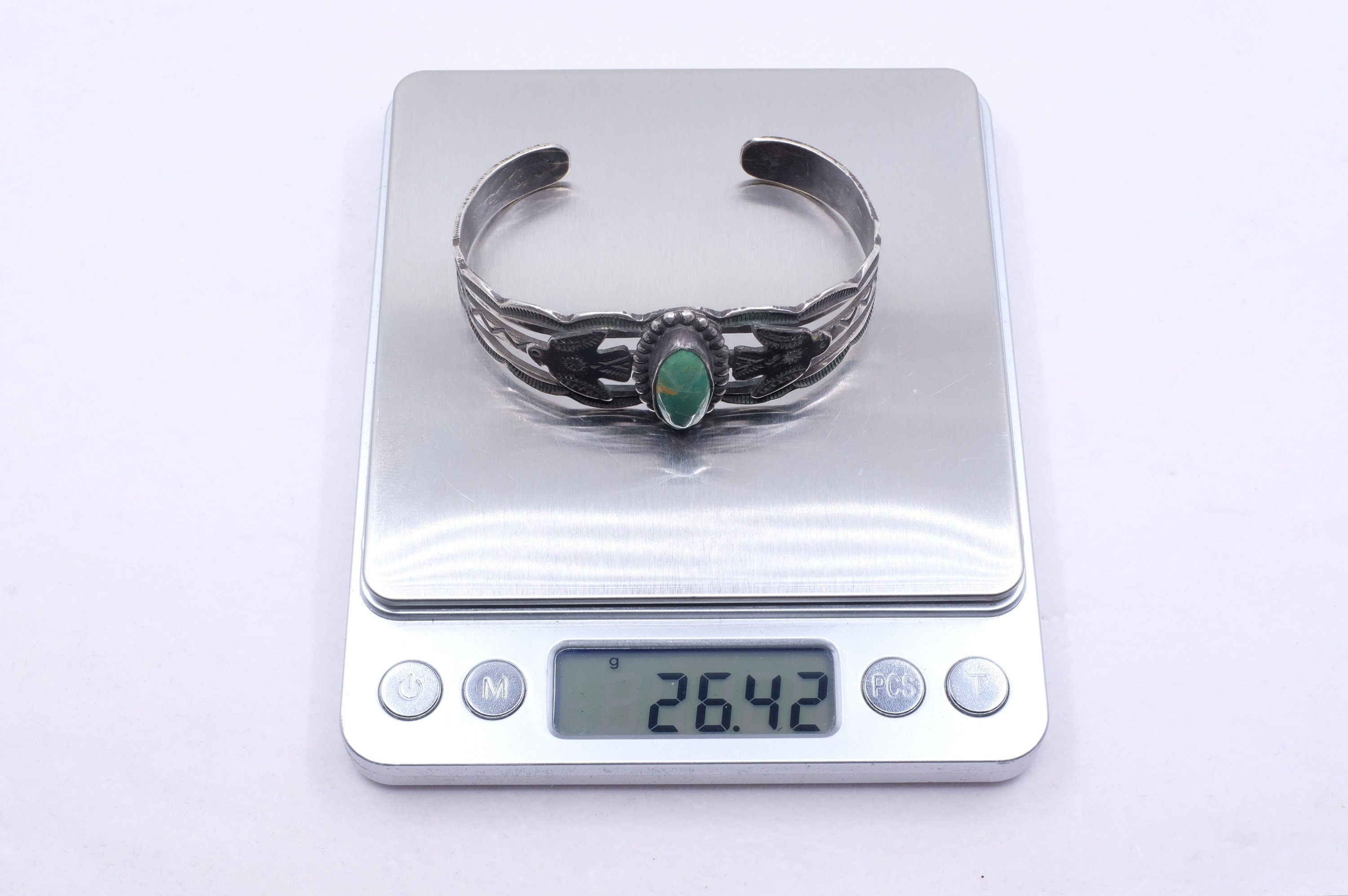 Sterling Silver Turquoise Fred Harvey Era Cuff Bracelet