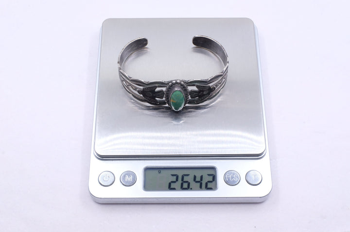 Sterling Silver Turquoise Fred Harvey Era Cuff Bracelet
