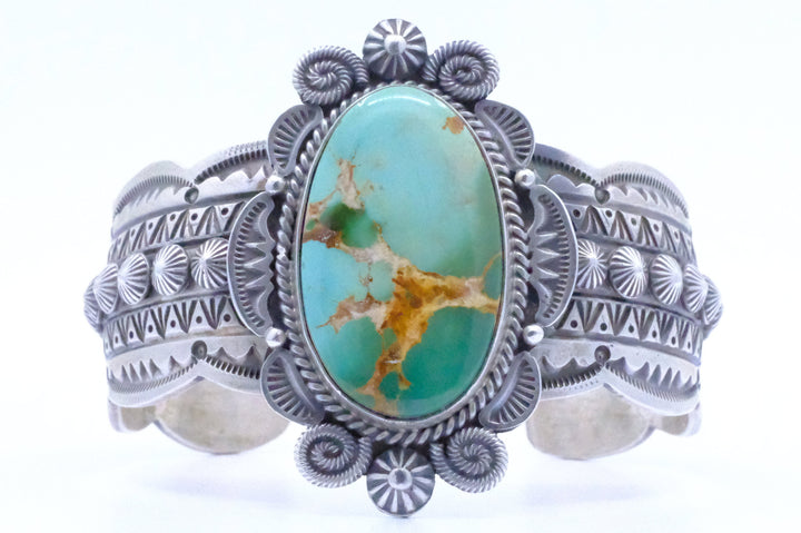 Sterling Silver Royston Turquoise M&R Calladitto Navajo Cuff Bracelet