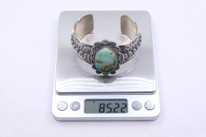 Sterling Silver Royston Turquoise M&R Calladitto Navajo Cuff Bracelet