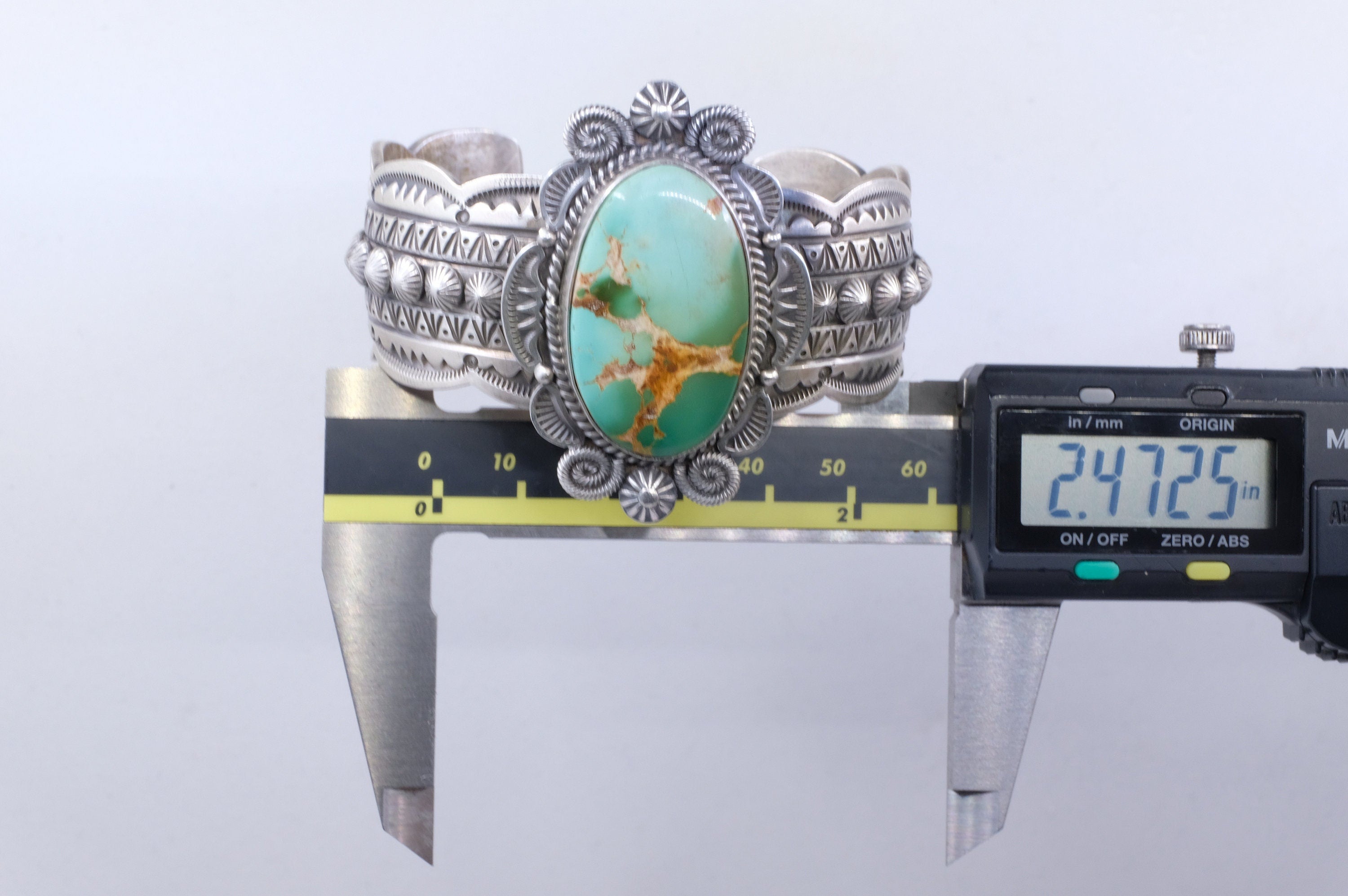 Sterling Silver Royston Turquoise M&R Calladitto Navajo Cuff Bracelet