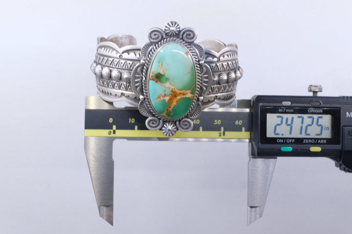 Sterling Silver Royston Turquoise M&R Calladitto Navajo Cuff Bracelet