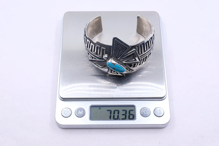 Sterling Silver Turquoise Charles Johnson Navajo Cuff Bracelet