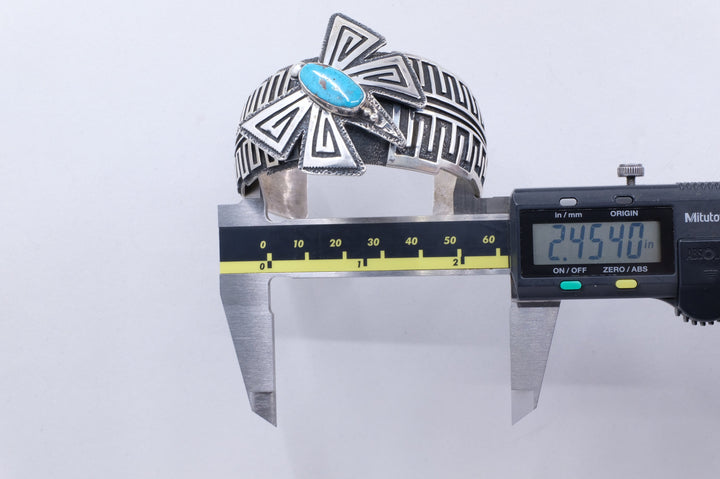 Sterling Silver Turquoise Charles Johnson Navajo Cuff Bracelet