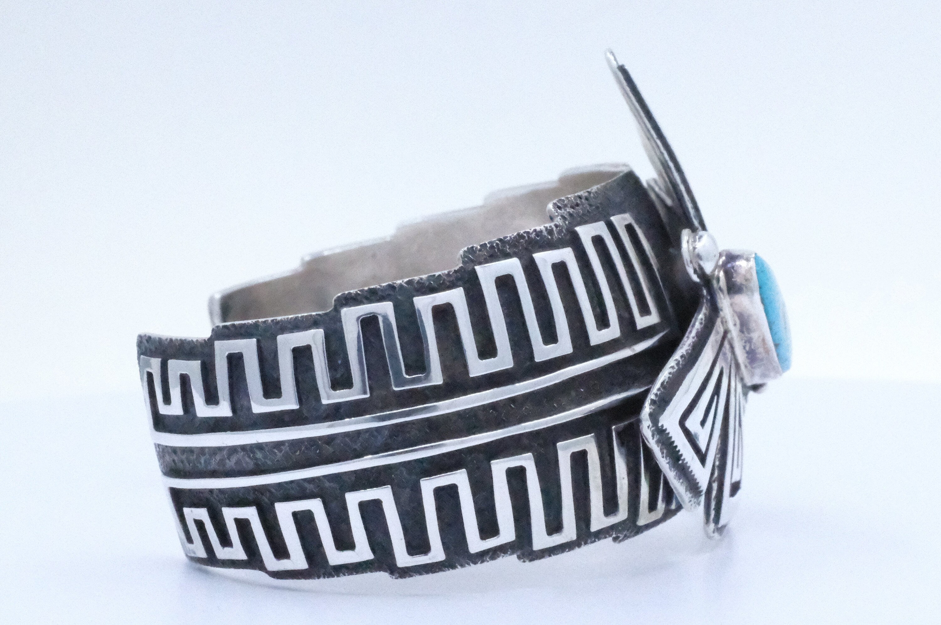 Sterling Silver Turquoise Charles Johnson Navajo Cuff Bracelet
