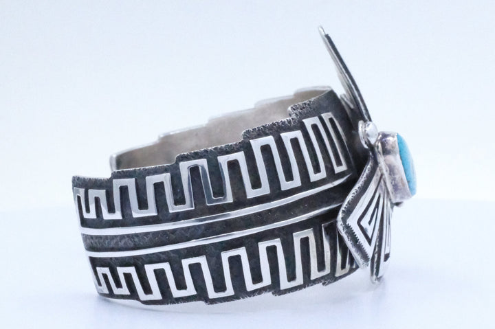 Sterling Silver Turquoise Charles Johnson Navajo Cuff Bracelet