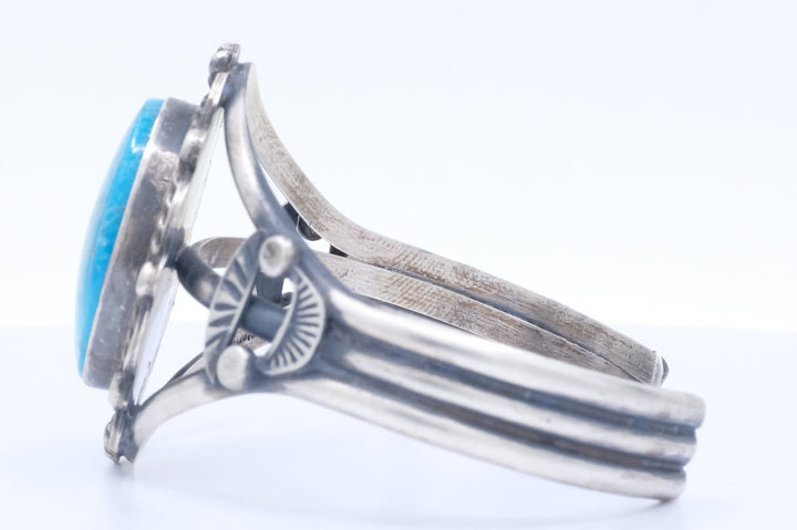 Sterling Silver Turquoise Betta Lee Navajo Cuff Bracelet