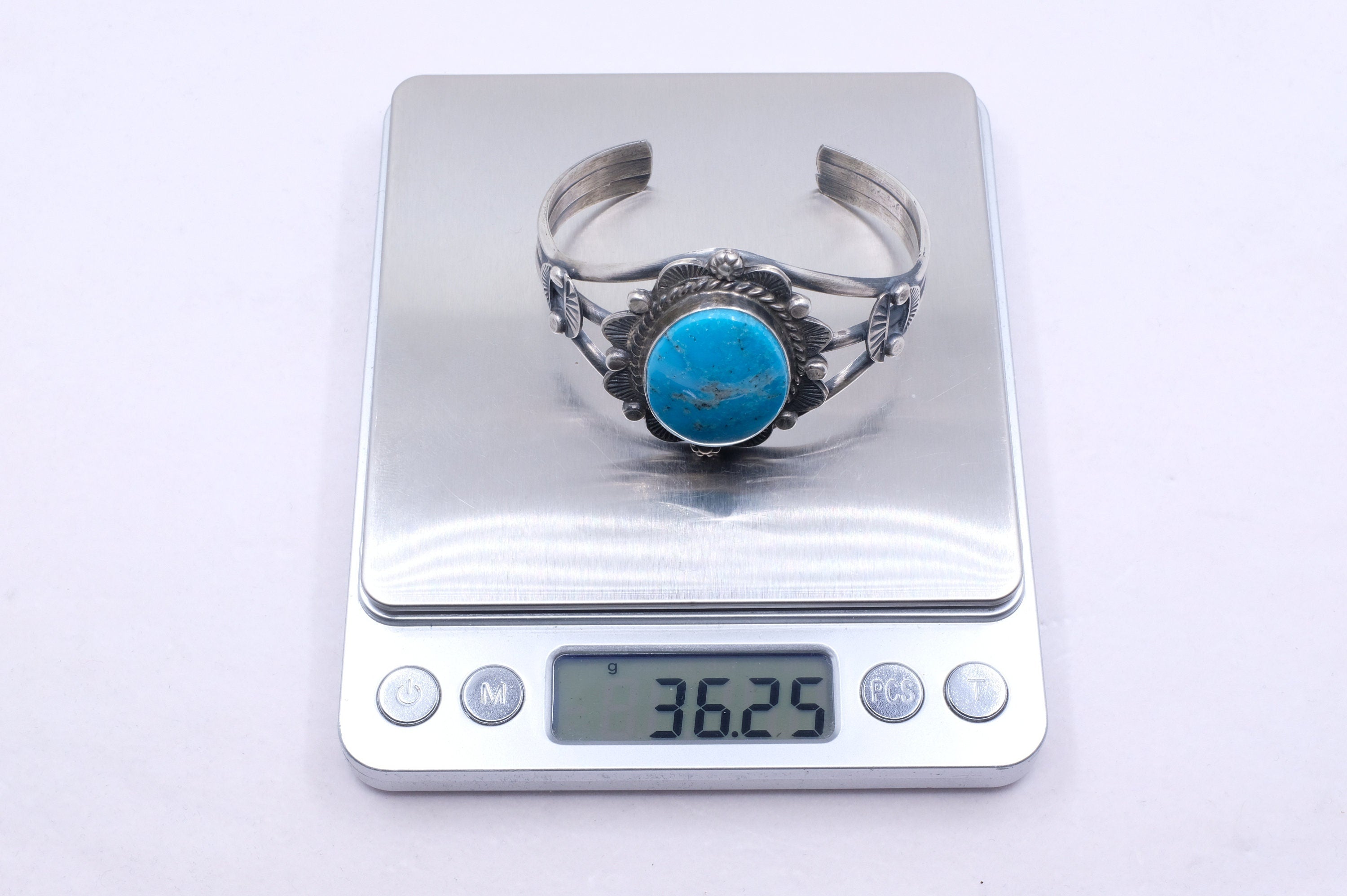 Sterling Silver Turquoise Betta Lee Navajo Cuff Bracelet