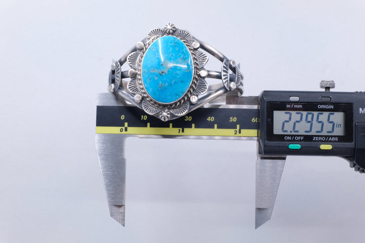 Sterling Silver Turquoise Betta Lee Navajo Cuff Bracelet