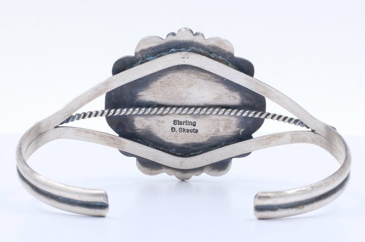 Sterling Silver Turquoise D. Skeets Navajo Cuff Bracelet