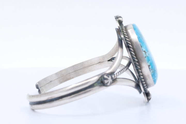 Sterling Silver Turquoise D. Skeets Navajo Cuff Bracelet
