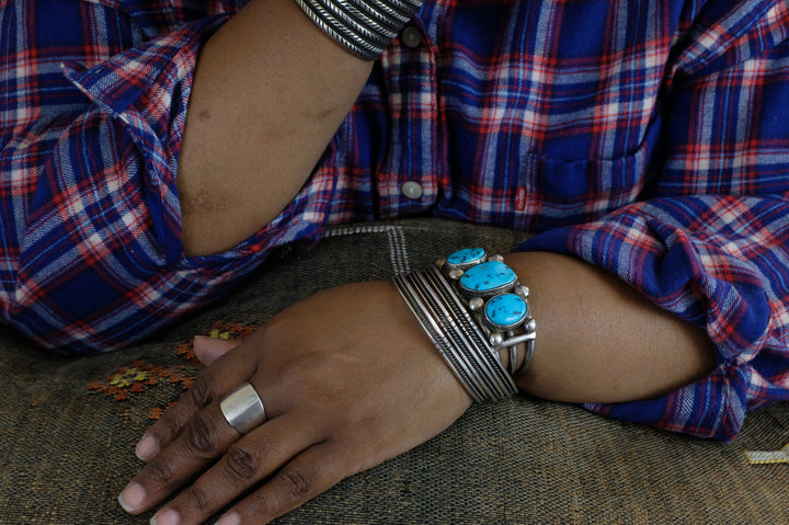 Sterling Silver Stormy Mountain Turquoise Cuff Bracelet