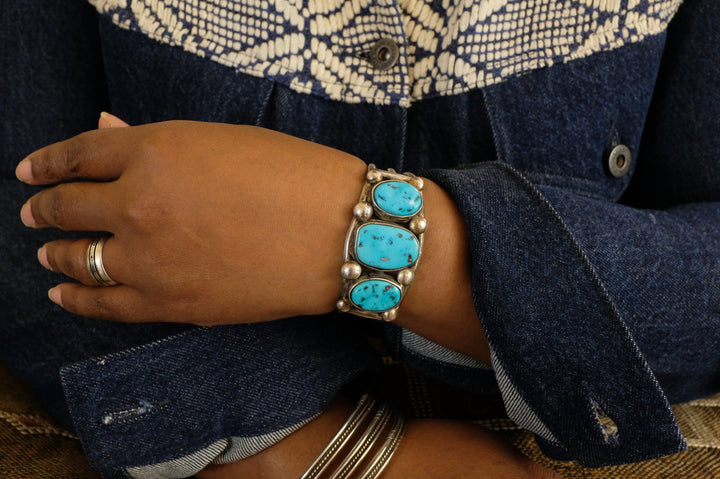 Sterling Silver Stormy Mountain Turquoise Cuff Bracelet