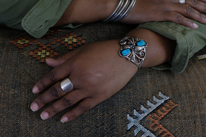 Sterling Silver Turquoise Navajo Cuff Bracelet