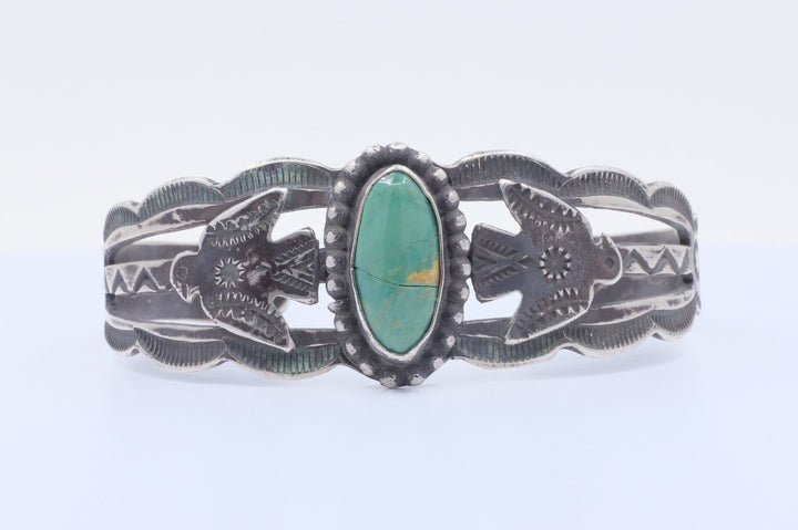 Sterling Silver Turquoise Fred Harvey Era Cuff Bracelet