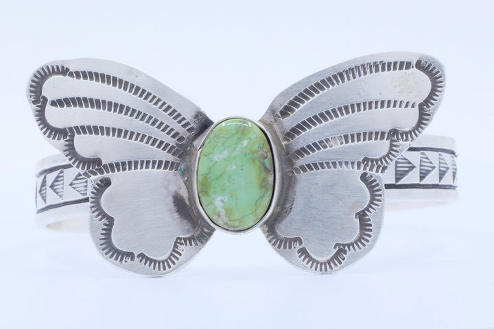 Sterling Silver Sonoran Gold Turquoise Rick Enriquez Navajo Butterfly Cuff Bracelet