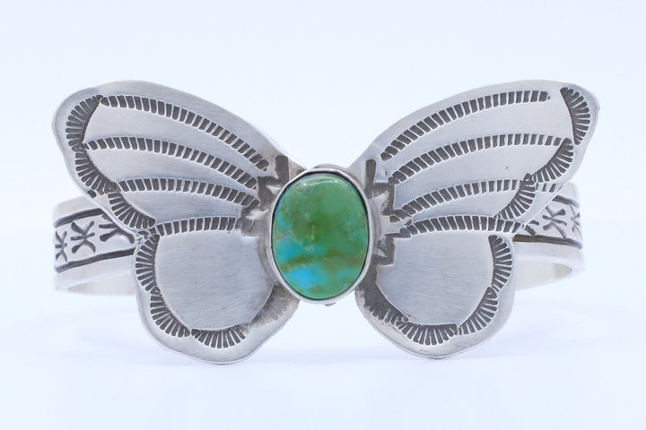 Sterling Silver Sonoran Gold Turquoise Rick Enriquez Navajo Butterfly Cuff Bracelet