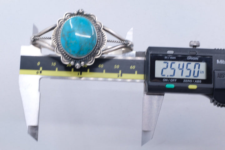 Sterling Silver Turquoise D. Skeets Navajo Cuff Bracelet