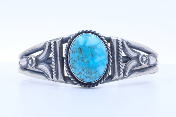 Sterling Silver Kingman Turquoise Mary Ann Spencer Navajo Cuff Bracelet