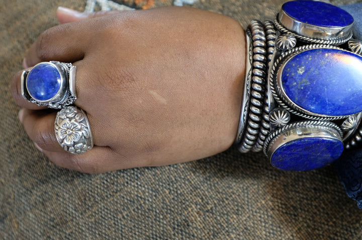 Sterling Silver Lapis Tibetan Ring