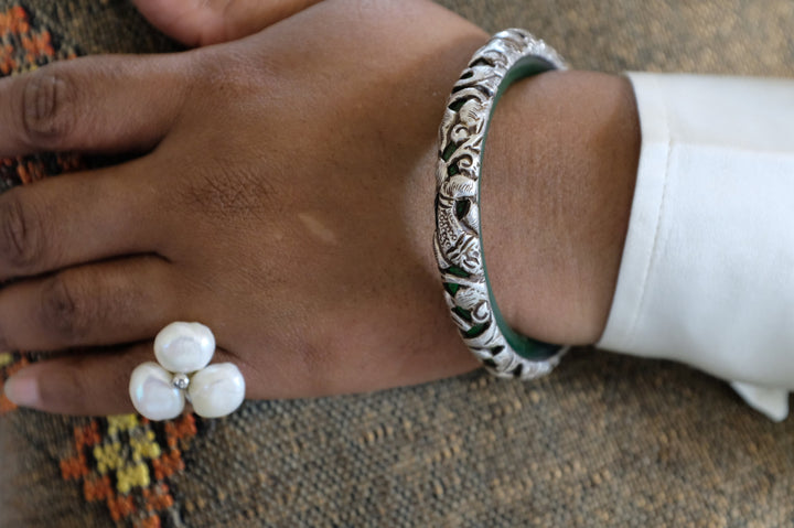 Jade Sterling Silver Bangle