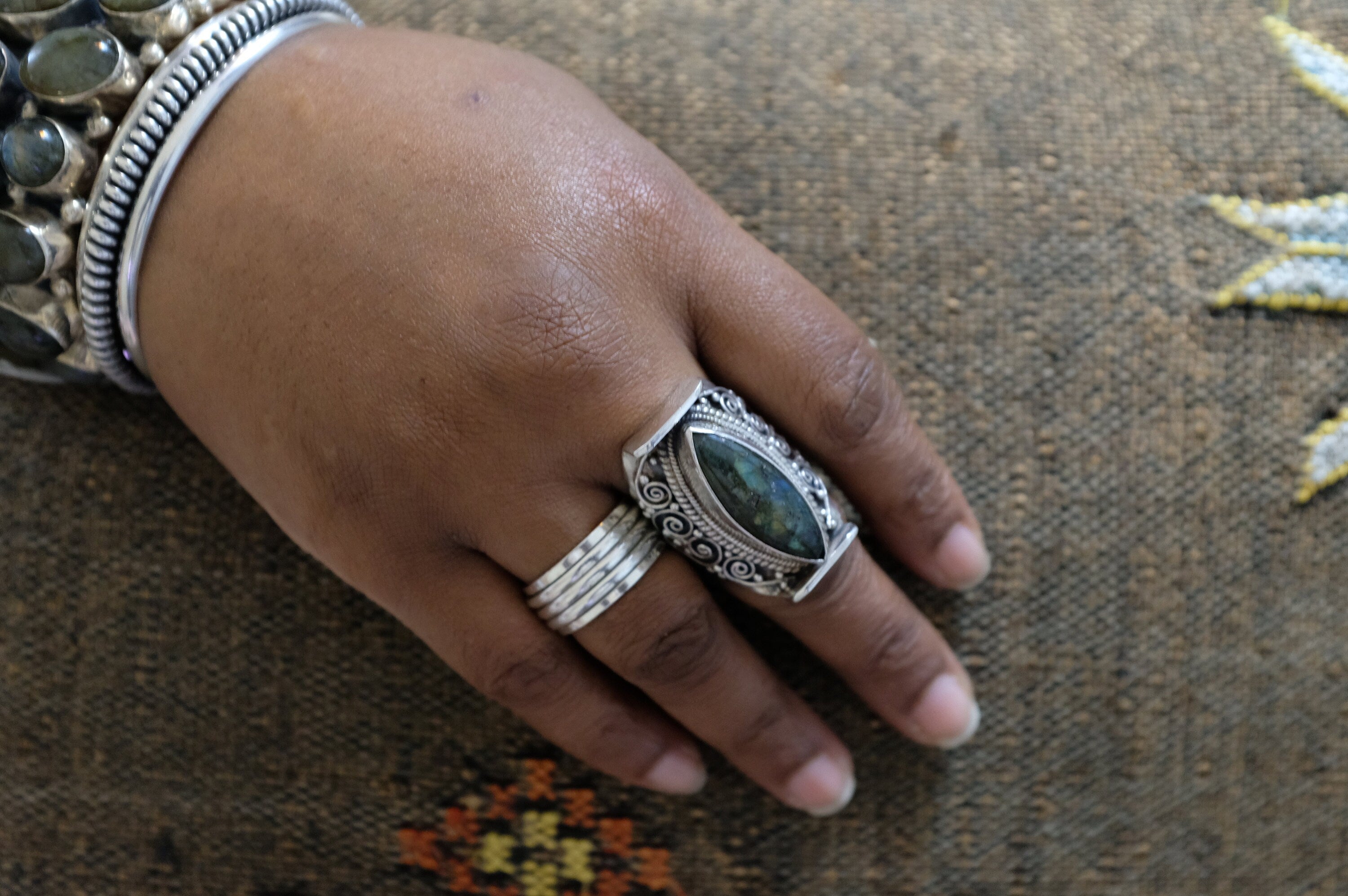 Sterling Silver Tibetan Labradorite Ring