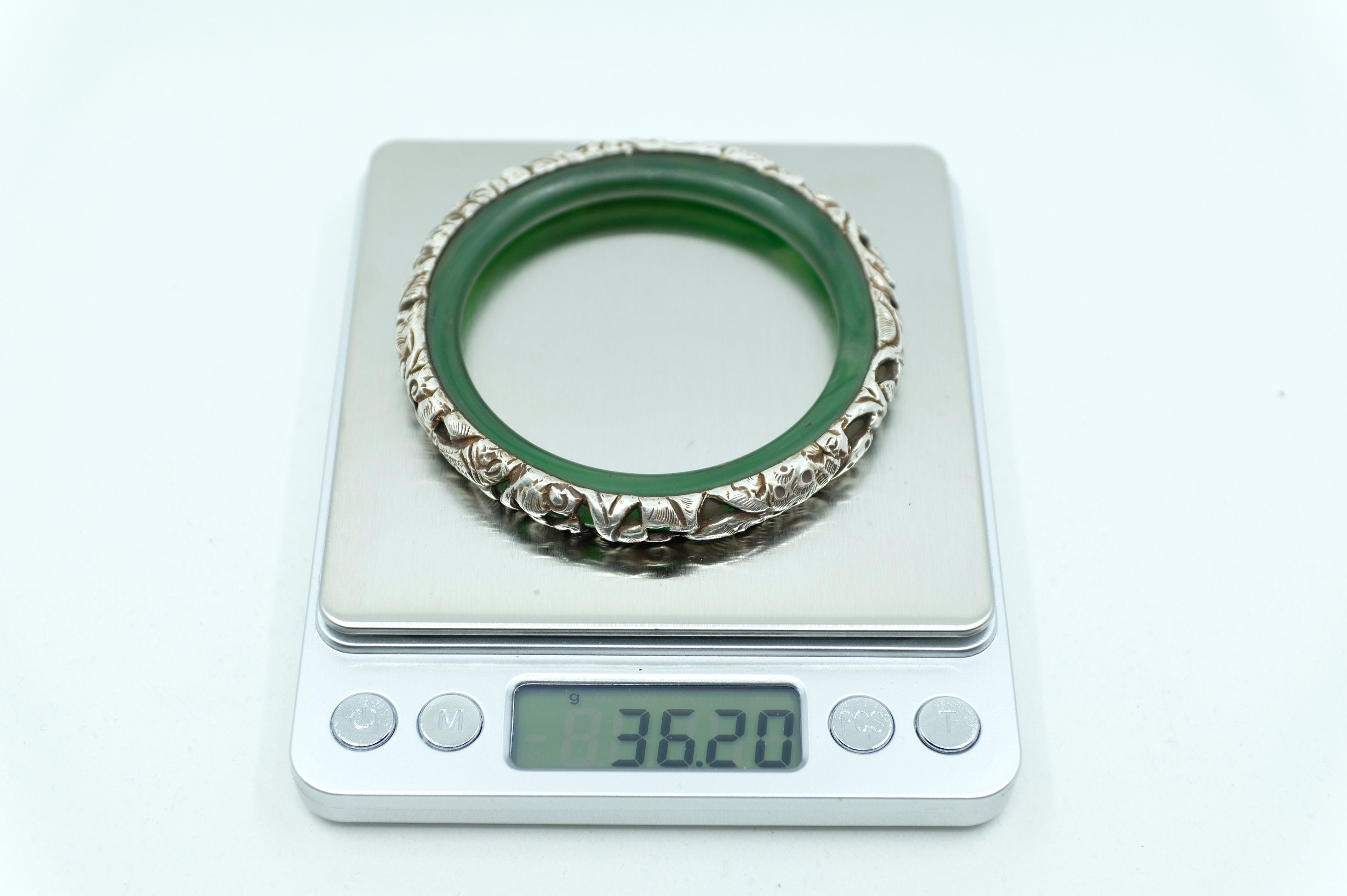 Jade Sterling Silver Bangle