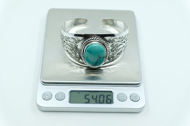 Sterling Silver Turquoise Filigree Cuff Bracelet