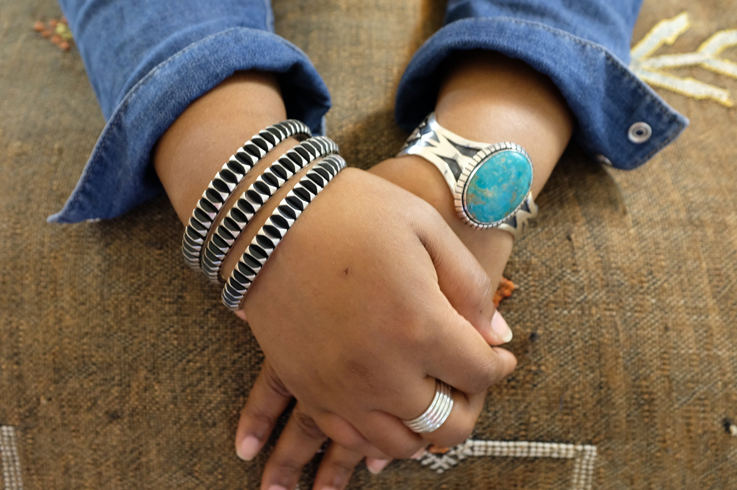 Sterling Silver Nacozari Turquoise Navajo Cuff