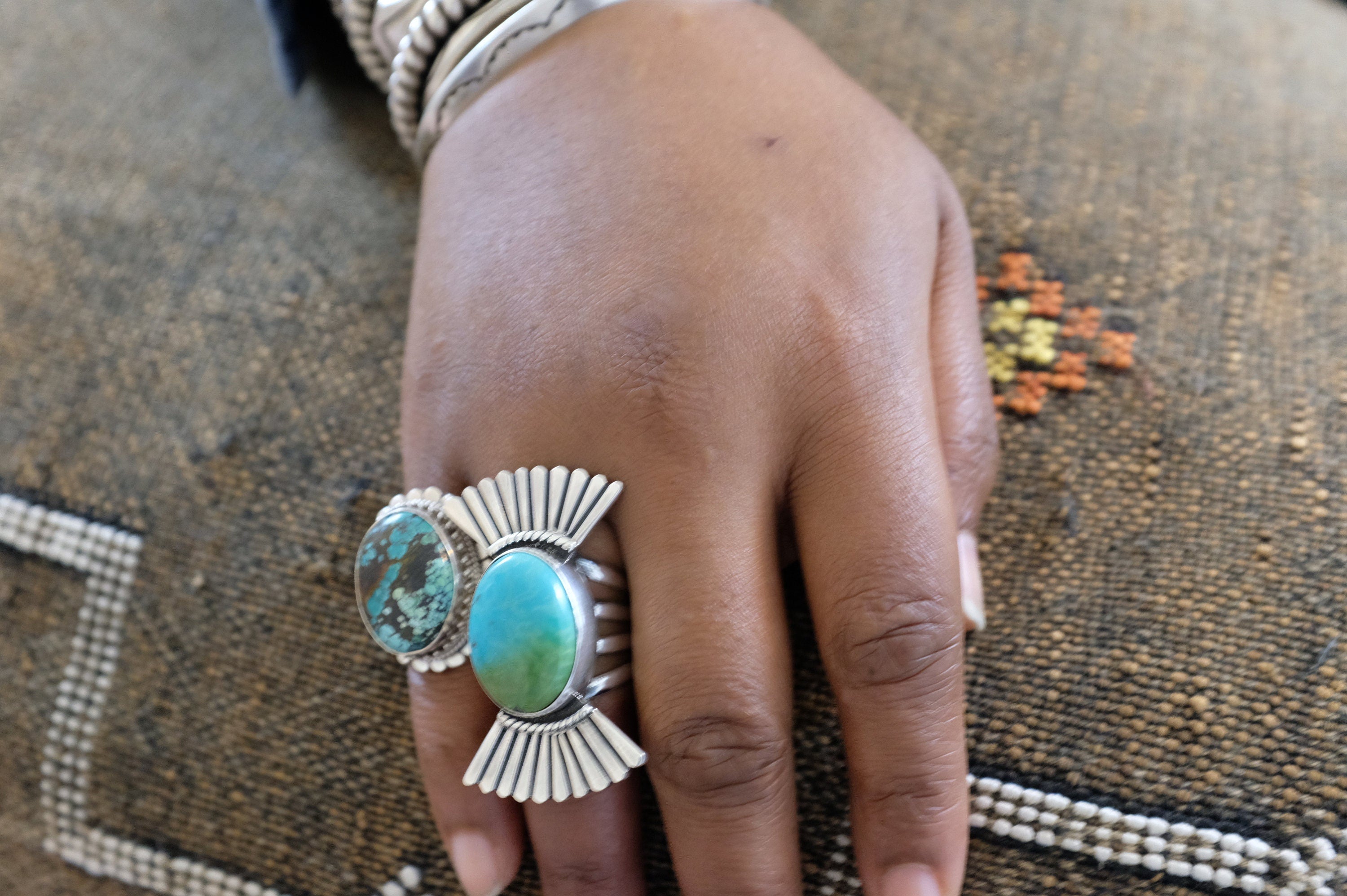 Sterling Silver Hubei Turquoise Balinese Ring