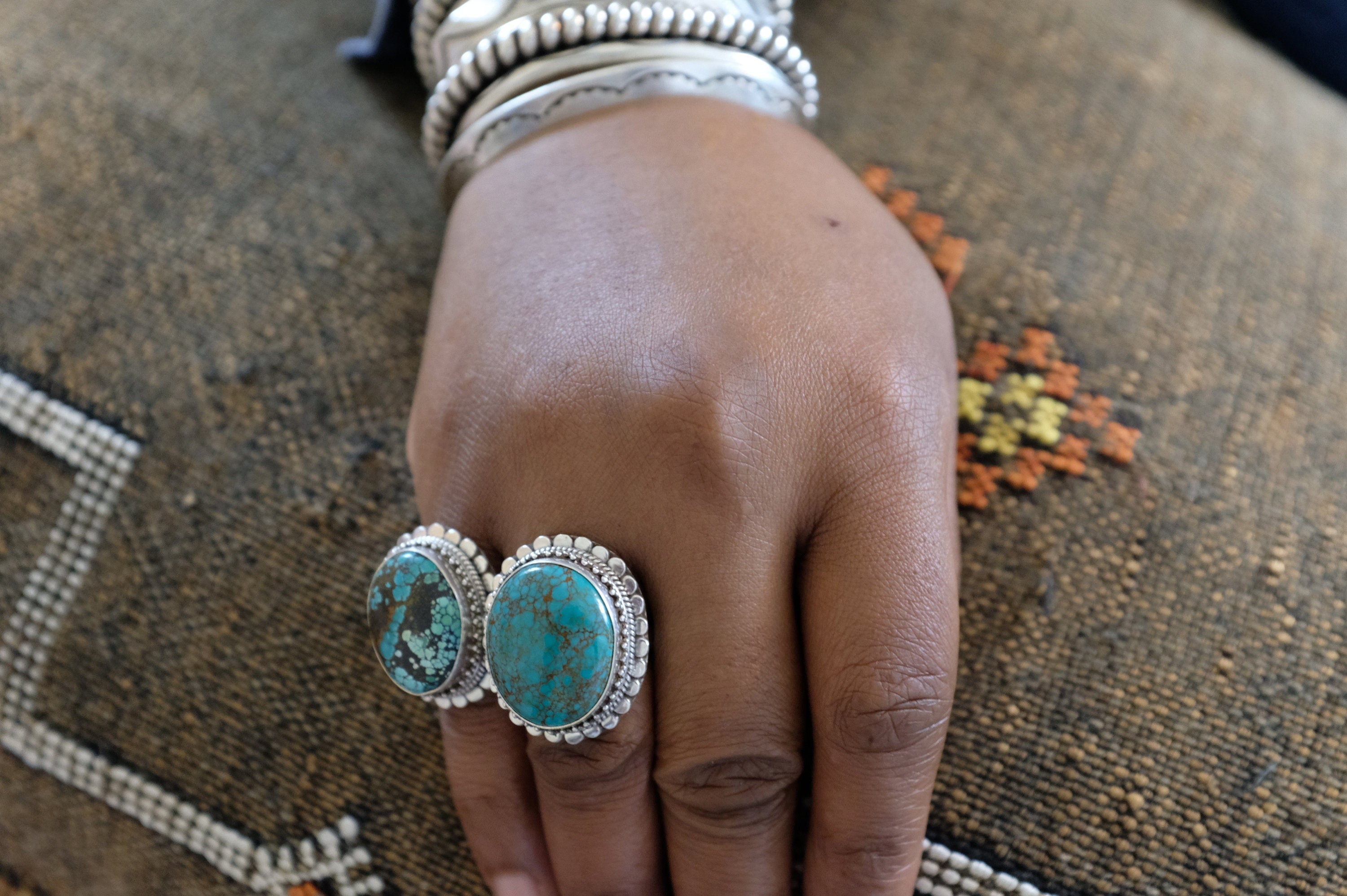 Sterling Silver Hubei Turquoise Balinese Ring