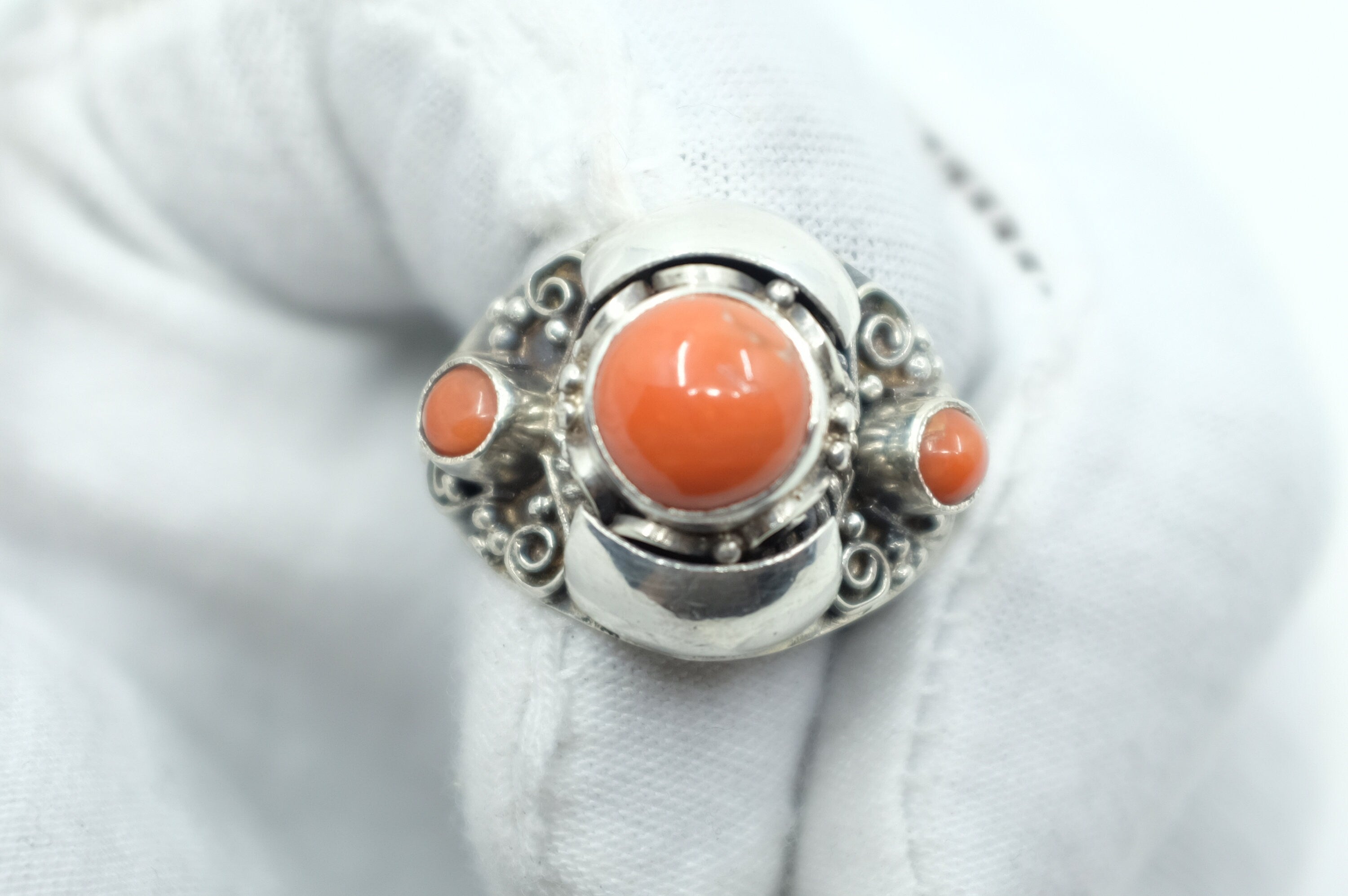 Sterling Silver Nepalese Coral Ring