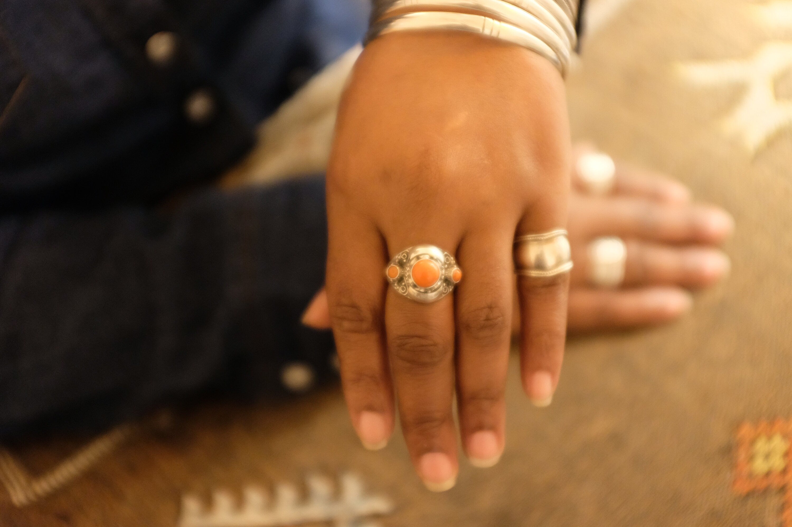 Sterling Silver Nepalese Coral Ring